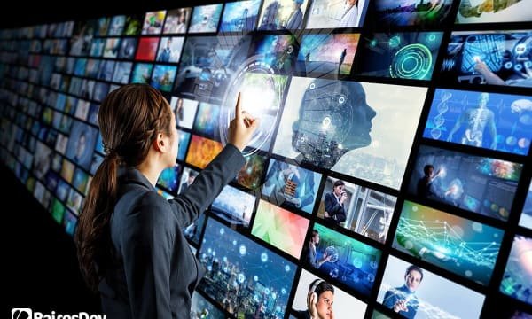 Female software engineer using artificial intelligence for entertainment