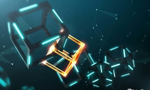 Blockchain technology abstract background